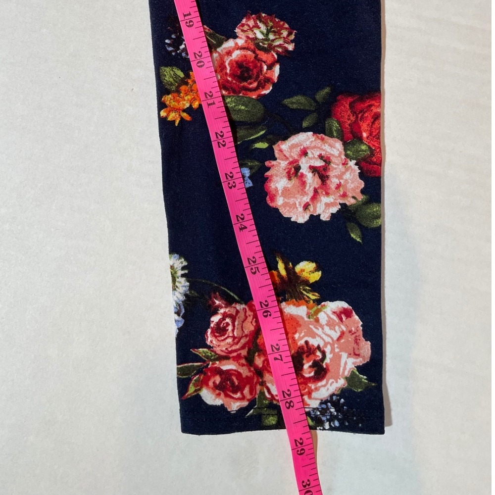 BOM‎ BOM Women's Large Navy Blue Floral Print Leggings Made in USA - Picture 6 of 6